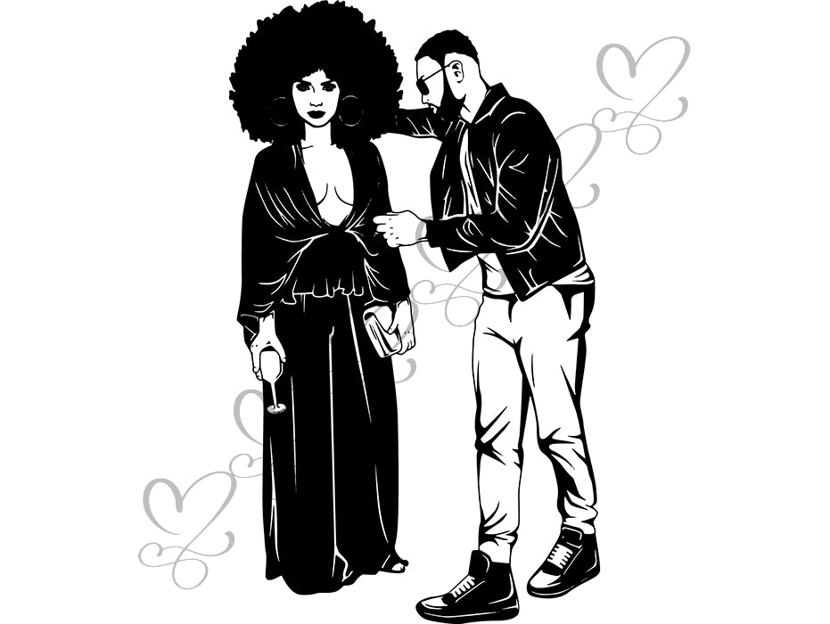african american couple silhouette