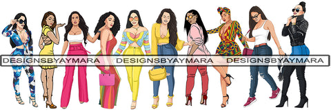 Bundle Of 10 Woman Goddess Fabulous Diva Glamour Fashion Classy Lady .PNG .JPG .EPS .SVG Clipart Not For Cutting