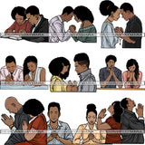 Bundle 9 Black Couple Praying God Together PNG File For Print Not For Cutting