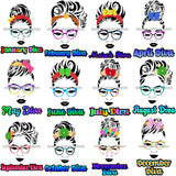 Bundle 12 Birthday Diva Wearing Glasses Headband Hair Bow Hipster Girls SVG JPG PNG Layered Cutting Files For Silhouette Cricut and More