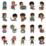 Bundle 20 Teenager Boy Playing Video Game Remote Control Play Station Xbox Entertainment Having Fun BW   SVG PNG JPG Cutting Files For Silhouette Cricut and More!