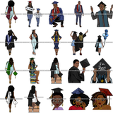 Bundle 20 Designs Graduation Commencement Convocation Graduating Diploma Degree Ceremony Cap and gown Valedictorian Salutatorian Honor Roll Grad school Alumni Baccalaureate Undergraduate Postgraduate Tassel SVG PNG JPG Cutting Files