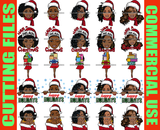 Bundle 25 Christmas Melanin Woman Designs For Commercial Use Holidays Celebration Winter Season SVG PNG JPG EPS Cutting Vector Files