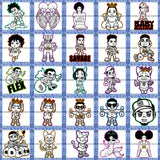 Bundle 25 Hustler Man Grinding Mermaid Cute Girl Flex Hustler Man B/W Mix Bundle SVG PNG JPG Cut Files For Silhouette Cricut and More!