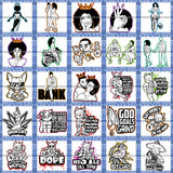 Bundle 25 Melanin Woman Weed Cannabis Quote Queen Bank Hustler Couple Mix Bundle B/W SVG PNG JPG Cut Files For Silhouette Cricut and More!
