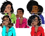 Bundle 5 Afro Lola Winkey Eyes Black Woman Black Girl Magic Layered SVG Cutting Files For Silhouette and Cricut and More!