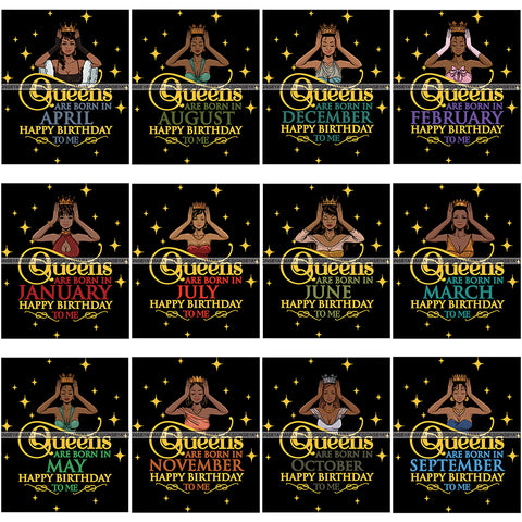 Bundle 12 Birthday Queen SVG Cutting Files For Cricut and More.