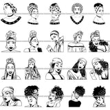 Bundle 20 Beautiful Woman Turban Head Wrap Hairstyle SVG Files For Cutting and More!