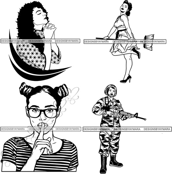 Bundle Afro Pretty Ladies SVG Cut Files For Silhouette an Cricut