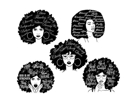 Afro Beautiful Black Woman SVG African American Ethnicity Afro Puffy Hairstyle Beauty Salon Queen Diva Classy Lady  Beautiful People Beauty Salon Princess