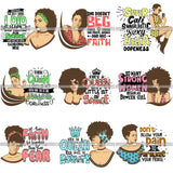 Bundle 9 Afro Lady Queen Goddess Melanin Nubian .PNG Print Files Not For Cutting