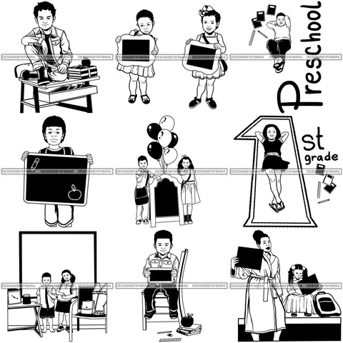 Bundle 9 Back to School Kid Student Education Supplies .SVG Cut Files for Silhouette and Cutting