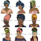 Bundle 9 Beautiful Woman Turban Head Wrap Hairstyle SVG Files For Cutting and More!