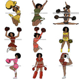 Bundle 9 Afro Cheerleader Woman SVG Cutting Files For Silhouette Cricut and More
