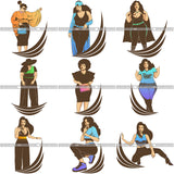 Bundle 9 Afro Beautiful Woman Goddess Diva Classy Lady .SVG Cut Files For Silhouette and Cricut