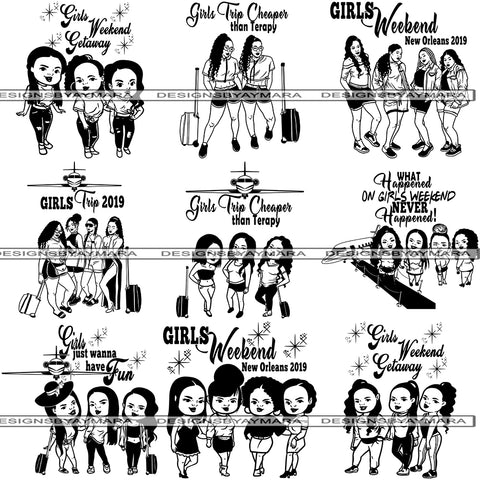 Bundle 9 Ladies Trip Getaway SVG Cut Files For Silhouette and Cricut