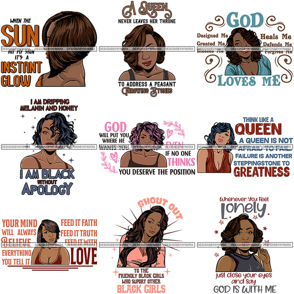 Bundle 9 Afro Independent Successful Woman SVG Cutting Files For Silhouette Cricut and More