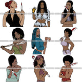 Bundle 9 Afro Black Woman Halloween SVG Cutting Files For Silhouette Cricut and More