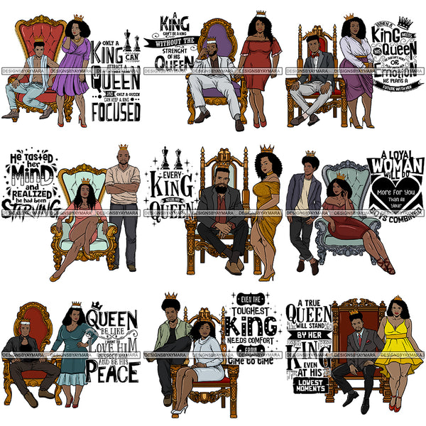 Bundle 9 King and Queen Rey Reina Couple Life Goals PNG Print Files Not For Cutting