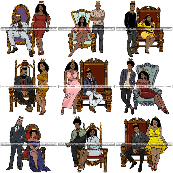 Bundle 9 King and Queen Rey Reina Couple Life Goals PNG Print Files Not For Cutting
