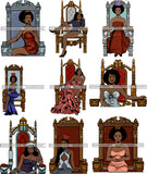 Bundle 9 Afro Queen Goddess Melanin Nubian Glamour .PNG Files For Print Not For Cutting