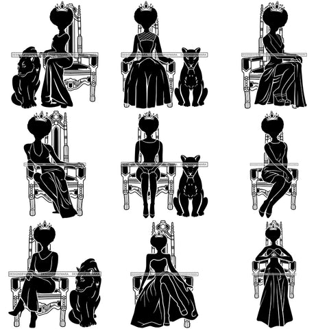 Bundle 9 Afro Queen Silhouette SVG African Goddess Cutting Files 1