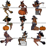 Bundle 9 Afro Sexy Witches Halloween SVG Cutting Files For Silhouette Cricut and More