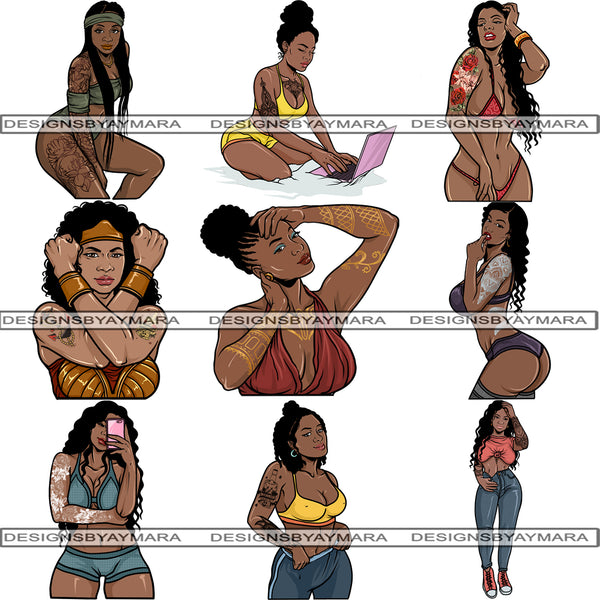 Bundle 9 Tattoo Goddess PNG Files For Print Not For Cutting