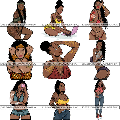 Bundle 9 Tattoo Goddess PNG Files For Print Not For Cutting