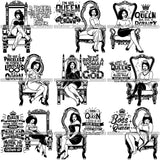 Bundle 9 Afro Queen Goddess Melanin Nubian Glamour .SVG Cutting Files For Silhouette and Cricut