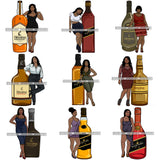 Bundle 9 Whiskey Goddess Black Woman Sexy Melanin Nubian Liqueur Beverage Alcohol PNG File For Print Not For Cutting Cut Files For Silhouette and Cricut