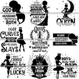 Bundle 9 Black Queen Nubian Melanin Quotes .SVG Files For Silhouette and Cricut
