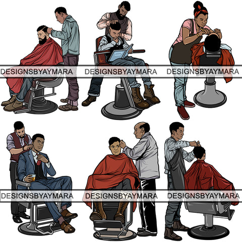 Bundle 6 Barbershop PNG Files For Print
