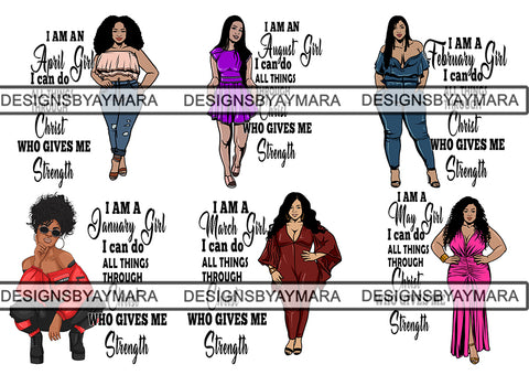 Bundle 6 Birthday Queens Goddess Queen Divas Classy Lady .SVG .EPS .PNG Vector Clipart Perfect For Printing Not For Cutting