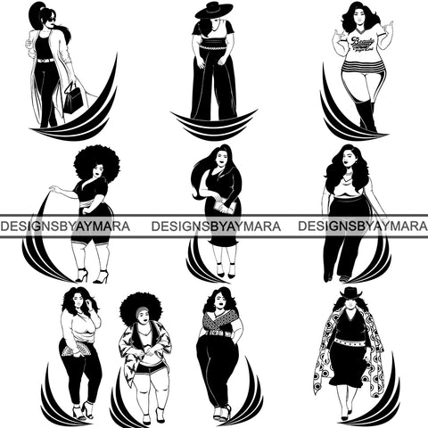 Bundle 10 Afro Beautiful Big Woman SVG BBW Big And Bougie Queen Diva Classy Lady  .SVG .EPS .PNG Vector Clipart Silhouette Cricut Circuit Cut Cutting