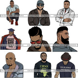 Bundle 9 Handsome Black Man PNG For Print
