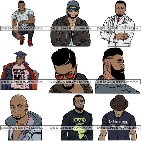 Bundle 9 Handsome Black Man PNG For Print