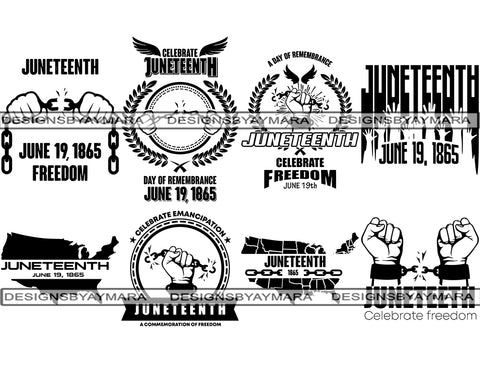 Bundle 8 Juneteenth SVG Quotes Cut Files For Silhouette and Cricut