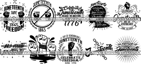 Bundle 10 Juneteenth SVG Quotes Cut Files For Silhouette and Cricut
