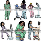 Bundle 6 Nurse Woman PNG For Print