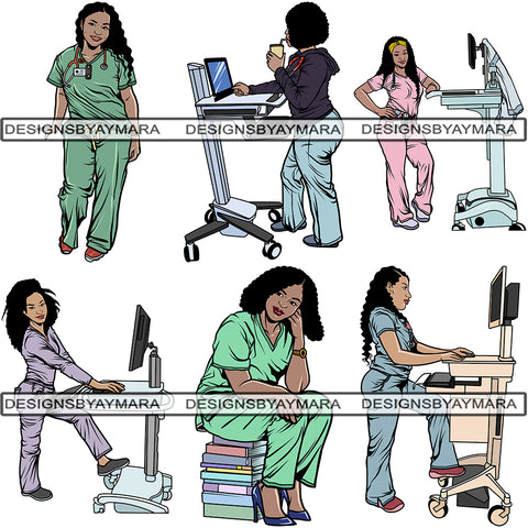 Bundle 6 Nurse Woman PNG For Print