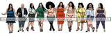 Bundle of 10 Afro Thick BBW Woman African American Ethnicity Queen Diva Classy Lady Beautiful Big And Bougie  PNG JPG EPS Vector Clipart