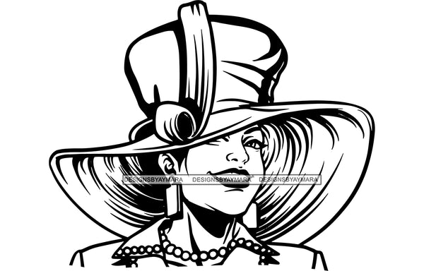 Classy Woman Fabulous Church Classy Lady Glamour Diva Design Element Black Female Goddess Nubian Black And White BW SVG JPG PNG Vector Clipart Cricut Cutting Files