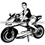 Biker Girl Chick Motorcycle Woman Riding Sport Bike Gear Helmet Protection Speed Angel Two Wheels SVG JPG PNG Vector Clipart Cricut Silhouette Cut Cutting