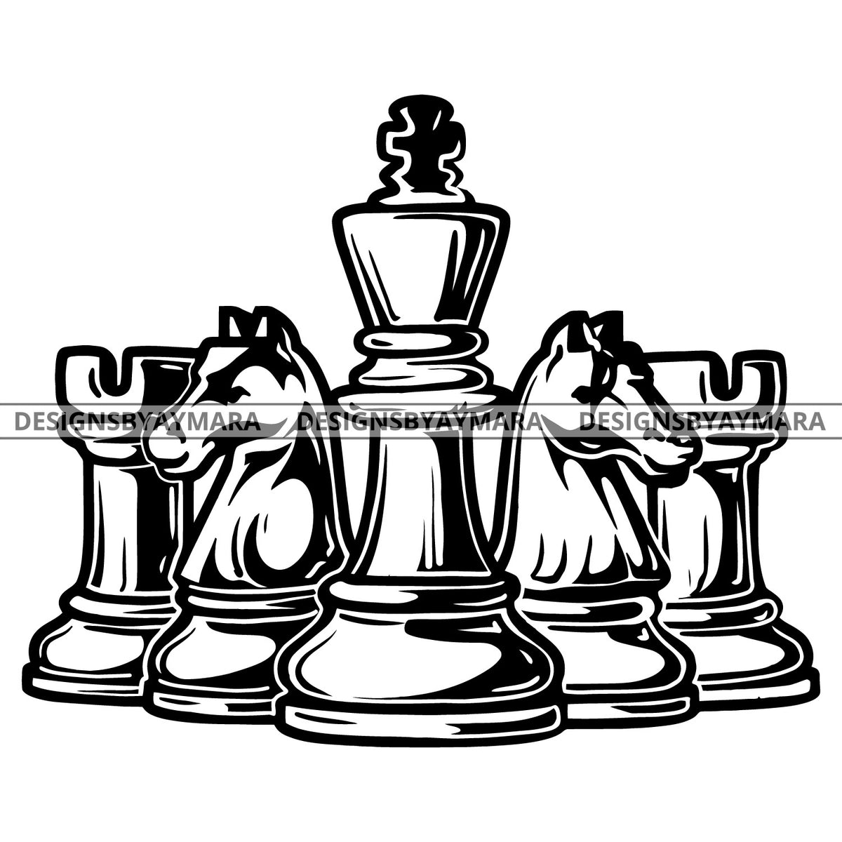 Chess Club Pieces Banner Black Chessboard Board Game Strategy Player  Competition FIDE Master .SVG .PNG Clipart Vector Cricut Cut Cutting