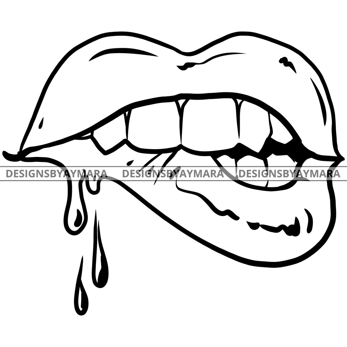 Dripping Lips & Biting Wet Mouth SVG Cut File