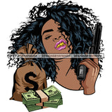 Afro Badass Goddess Gun Money Gangster Woman .SVG Cutting Files For Silhouette and Cricut and More!