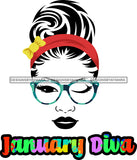 Bundle 12 Birthday Diva Wearing Glasses Headband Hair Bow Hipster Girls SVG JPG PNG Layered Cutting Files For Silhouette Cricut and More
