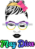 Bundle 12 Birthday Diva Wearing Glasses Headband Hair Bow Hipster Girls SVG JPG PNG Layered Cutting Files For Silhouette Cricut and More
