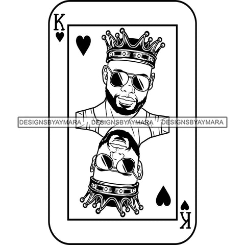 Ace King Man Royalty Blackjack Casino Card Game Attractive Black Man Bearded Hipster Male Guy Hombre Macho Manly SVG Files For Cutting
